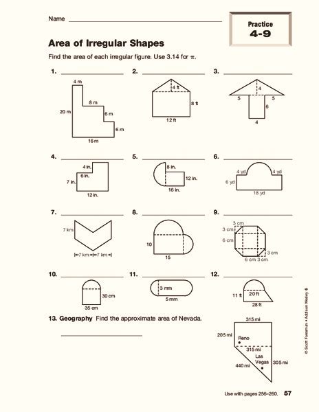 Finding Area Of Irregular Shapes Worksheet With Answers